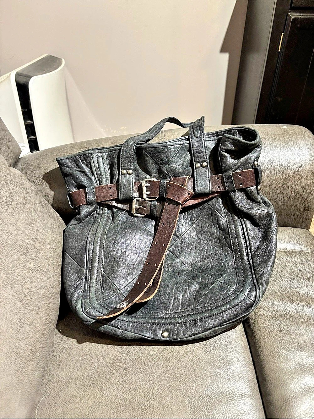 Y2K Revel New York Black Leather Shoulder Bag